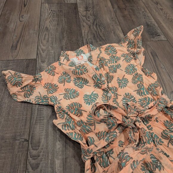 Victoria Dunn Women's Flutter Sleeve Romantic Cotton Maxi Dress in Monstera XS - Picture 4 of 7